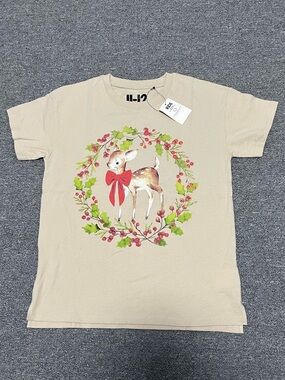 Cotton On Beige Kids Deer Tee with Red Bow